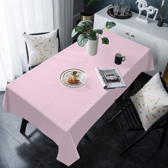 Pure Pink Tablecloth Rectangle Table Cloths 54x108 , Waterproof Tablecloth Outdoor Table Cloth, Simple Solid Color Washable Table Cover for Kitchen Dining Party
