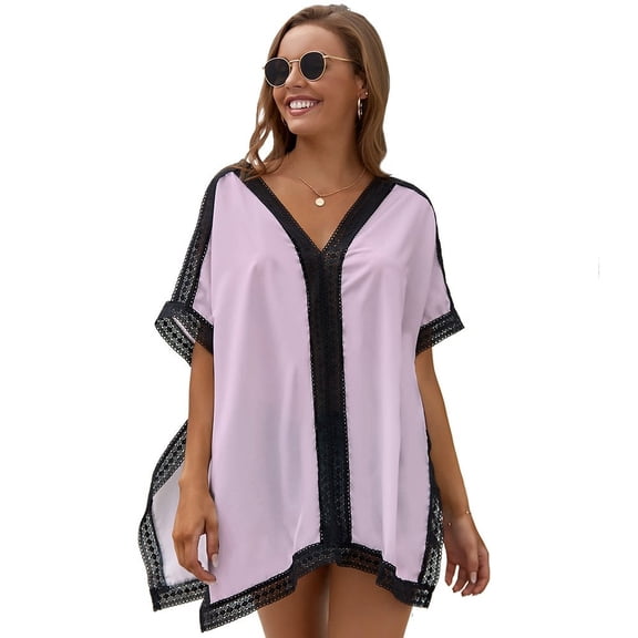 Pure Pink Women's Swimsuit Coverup Summer Beach Cover Up Bathing Suit Dress