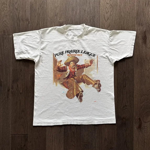 Pure Prairie League - Bustin' Out White Cotton T Shirt Full Size S-5XL