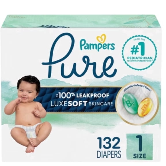Pure Protection Diapers, Keep Skin Dry & Healthy, Up to 12-Hour Leak Protection, Various Sizes and Counts Available