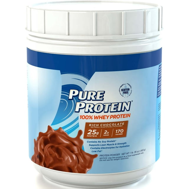 Pure Protein 100 Whey Protein Powder Shake, Rich Chocolate Flavor, 1