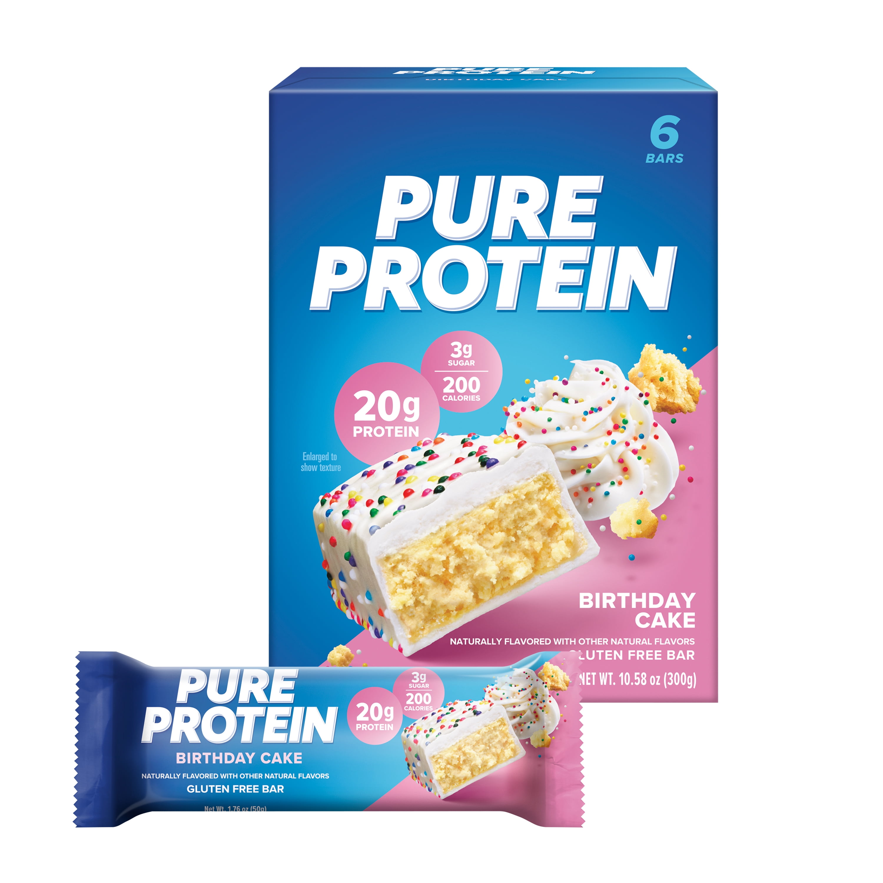 Birthday Cake Pure Protein Bars 20g Protein, 1.76 oz, Pack of 6 in