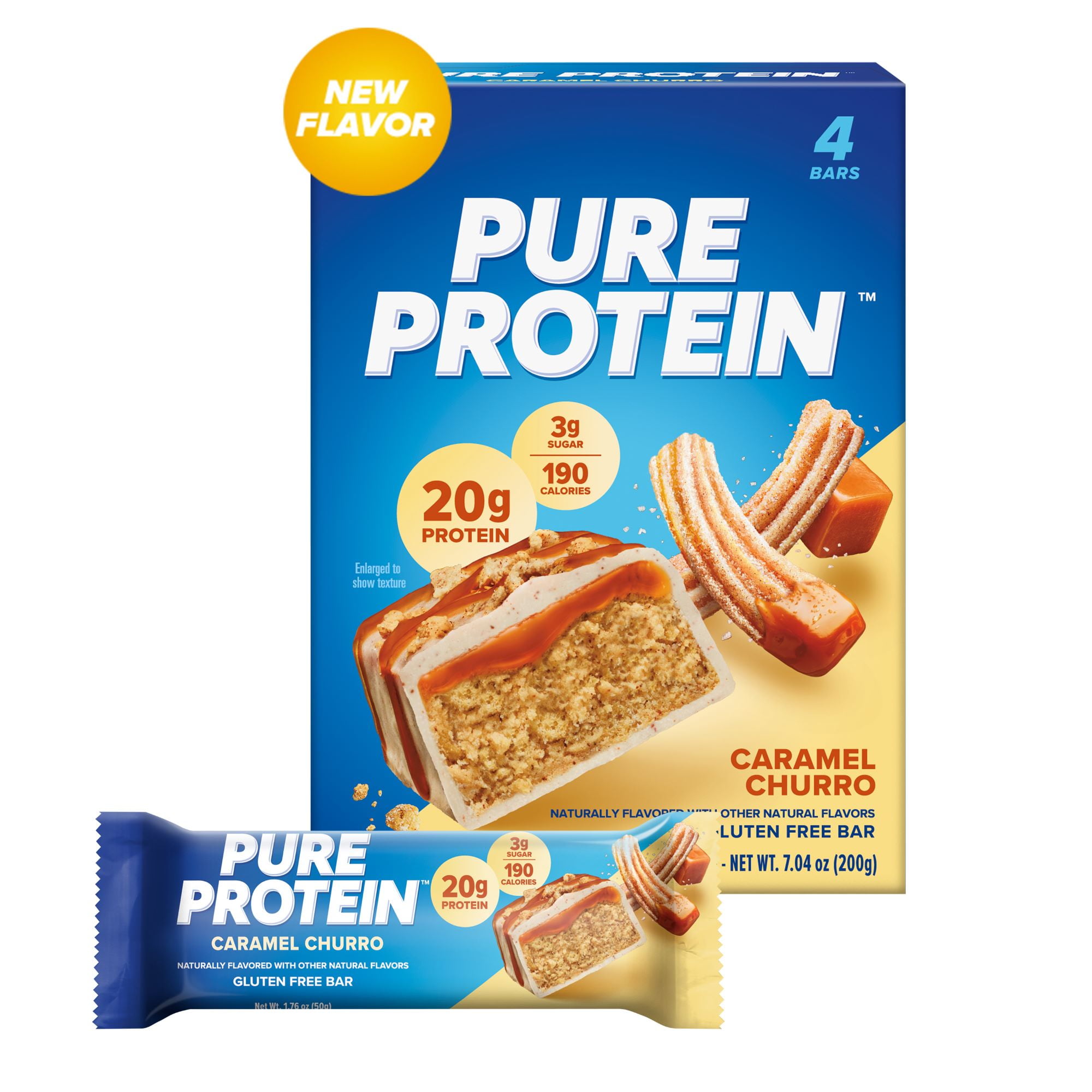 Pure Protein Bars, Caramel Churro, 20g Protein, 1.76 oz, 4 Ct