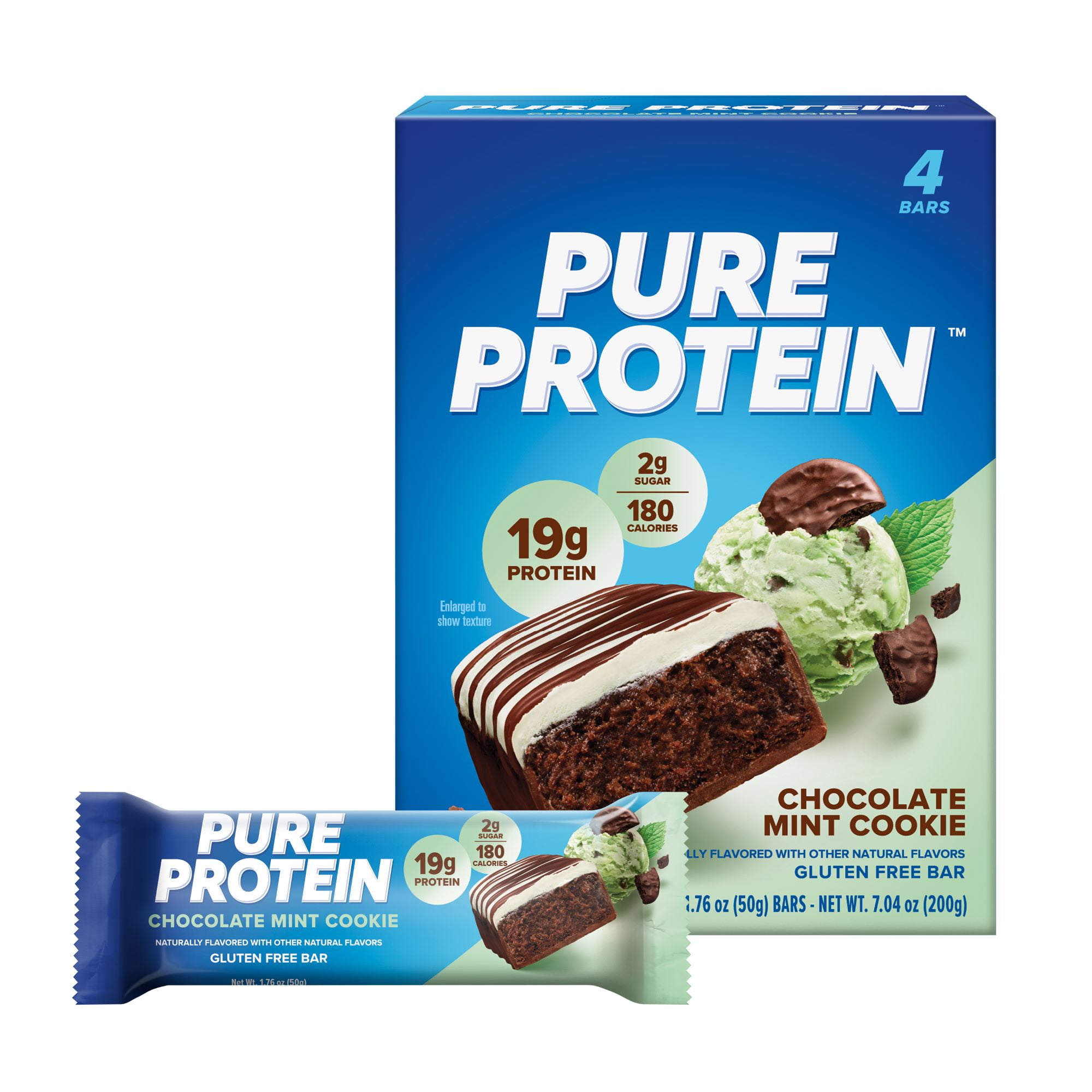 Pure Protein Bars, Chocolate Mint Cookie, 20g Protein, 1.76 oz, 4 Ct