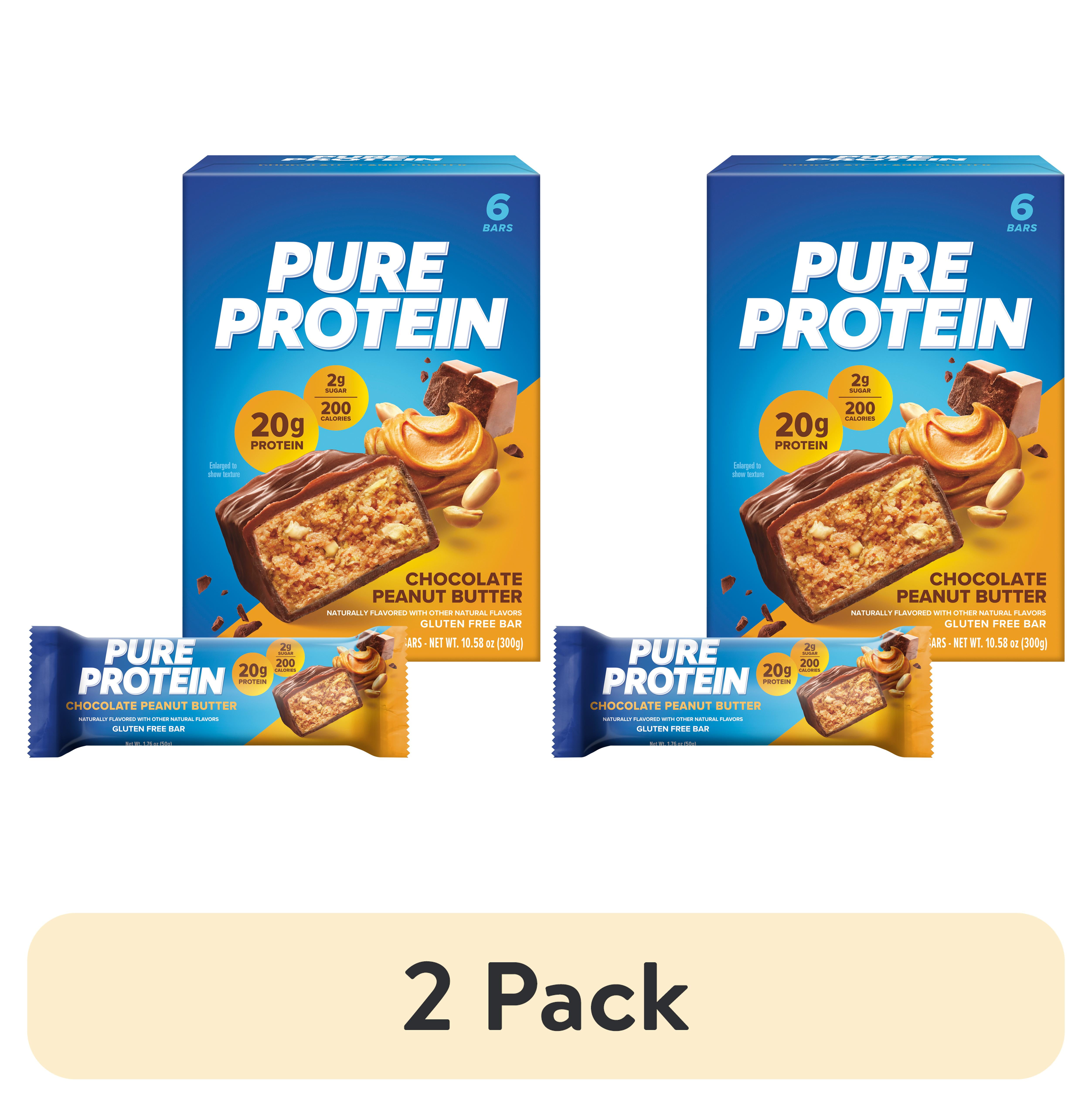 (2 pack) Pure Protein Bars, Chocolate Peanut Butter, 20g Protein