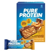 Pure Protein Bars, Chocolate Peanut Butter, 20g Protein, Gluten Free, 1.76 oz, 6 Ct