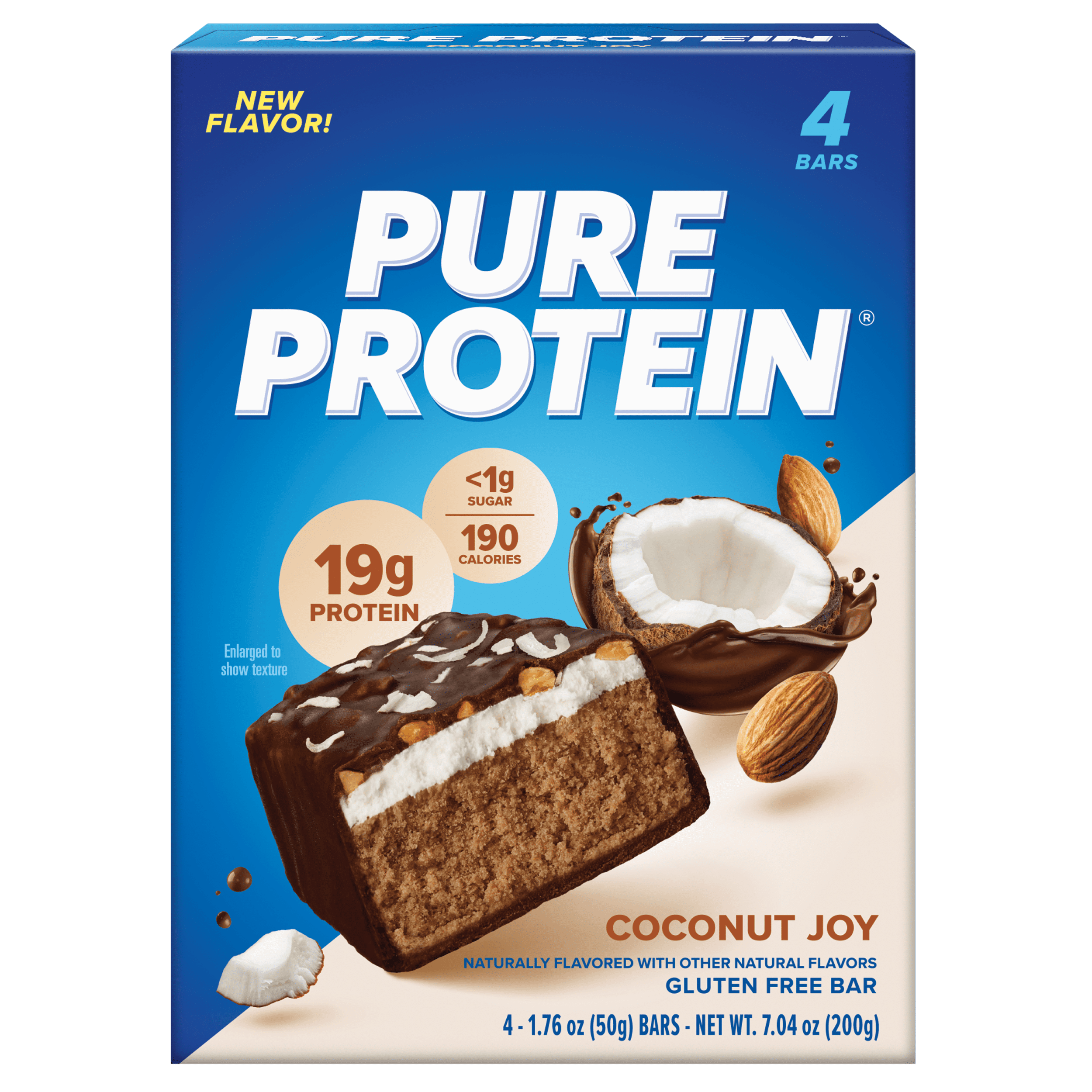 Pure Protein Bars, Coconut Joy, Gluten Free, 19g Protein, 1.76 oz, 4 Count