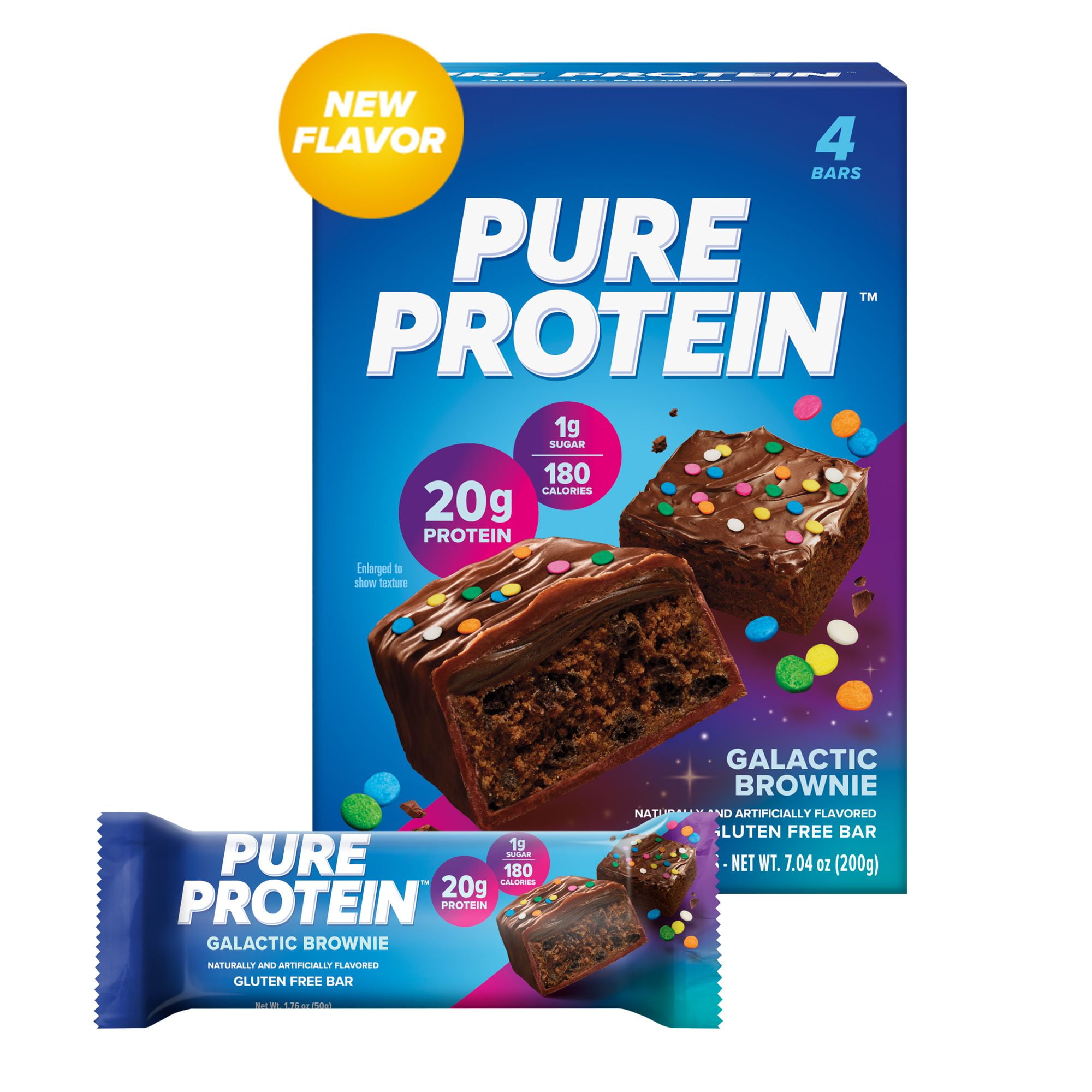 Pure Protein Bars, Galactic Brownie, 20g Protein, 1.76 oz, 4 Ct ...