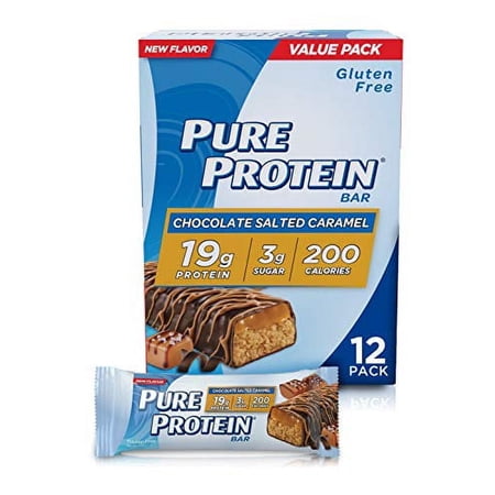 Pure Protein Bars, High Protein, Nutritious Snacks to Support Energy, Low Sugar, Gluten Free, Chocolate Salted Caramel, 1.76oz, 12 Pack