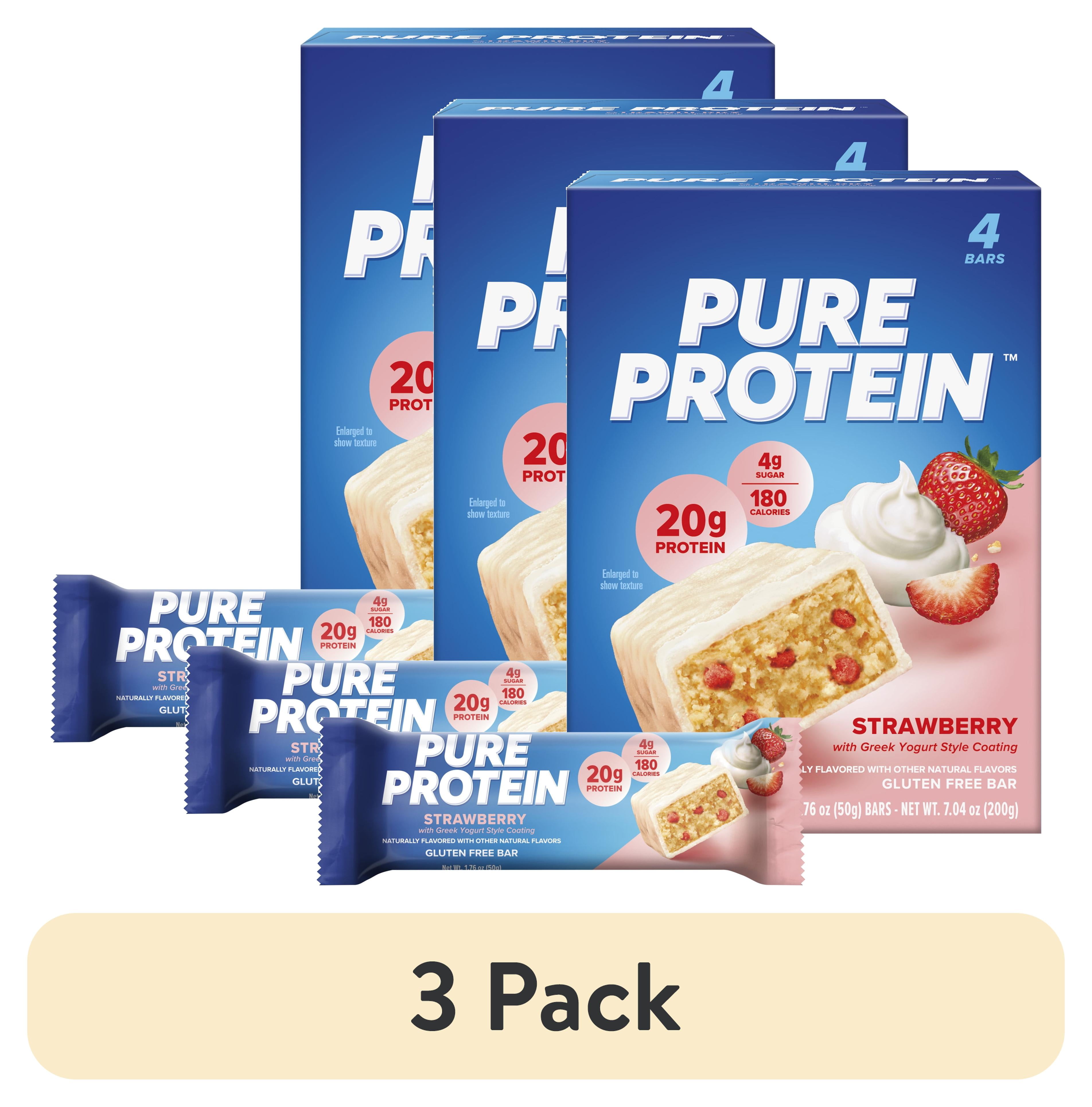 (3 pack) Pure Protein Bars, Strawberry Greek Yogurt, 20g Protein