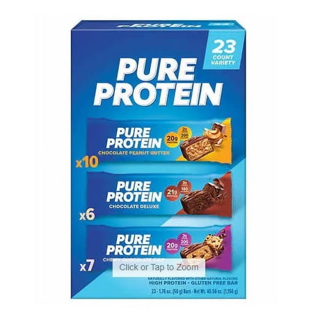 Pure Protein Bars, Variety Pack, 1.76 oz, 23-count