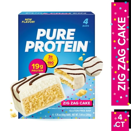 Pure Protein Bars, Zig Zag Cake, 1.76 oz, 4 Count