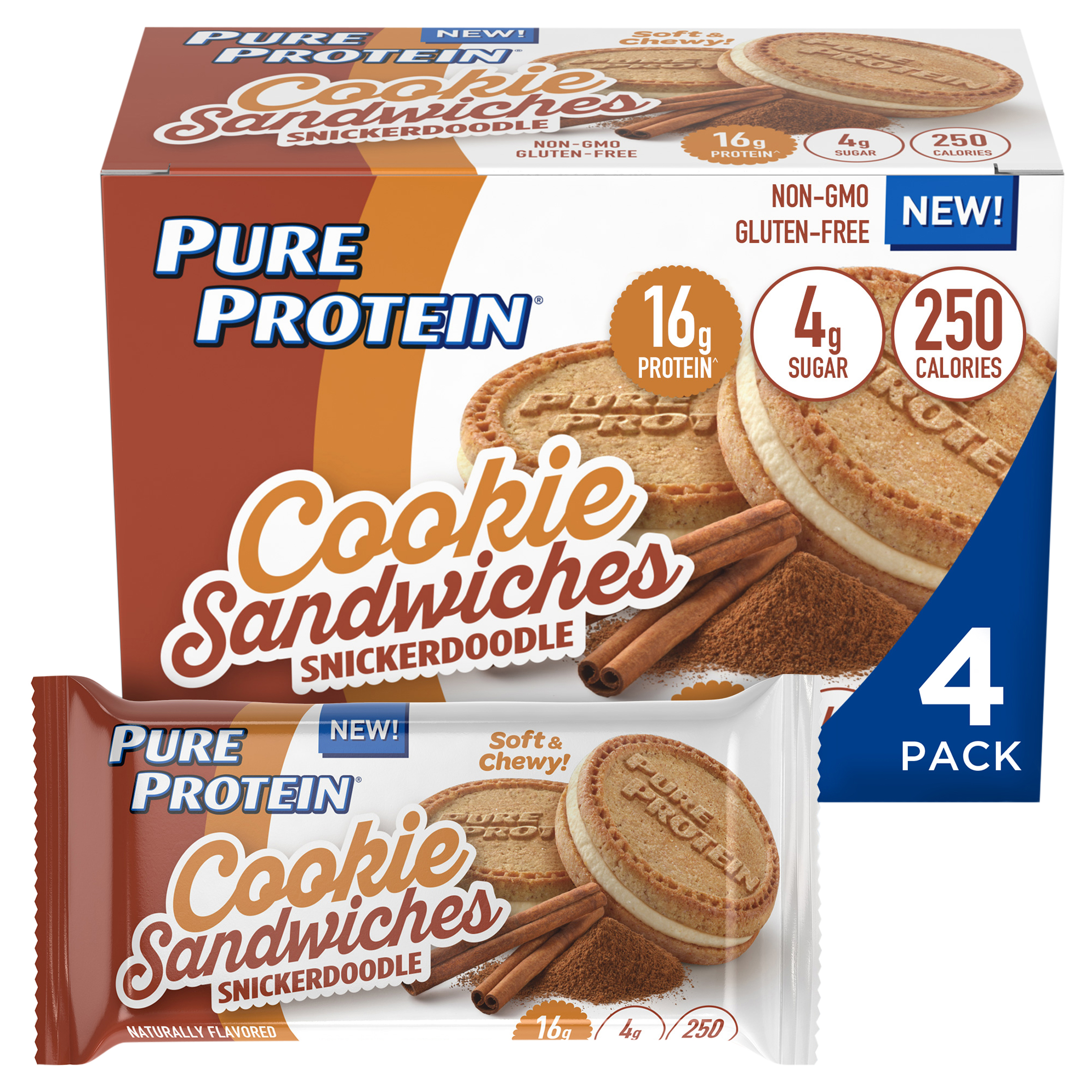 Pure Protein Cookie Sandwiches, Snickerdoodle, 16g Protein, 4 Ct - image 1 of 8