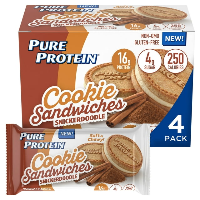 Pure Protein Cookie Sandwiches, Snickerdoodle, 16g Protein, 4 Ct