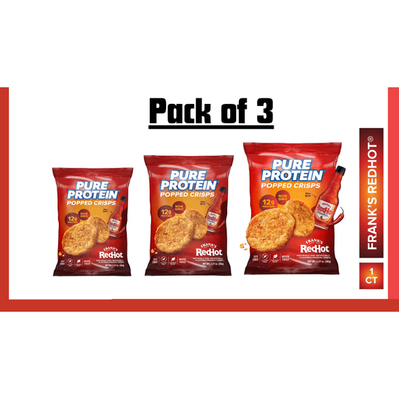 Pure Protein Franks RedHot Popped Crisps | High Protein Snack | Pack of 3