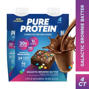 Pure Protein, Galactic Brownie Batter Complete Protein Shake, 30g Protein, 11 fl oz, 4 Ct