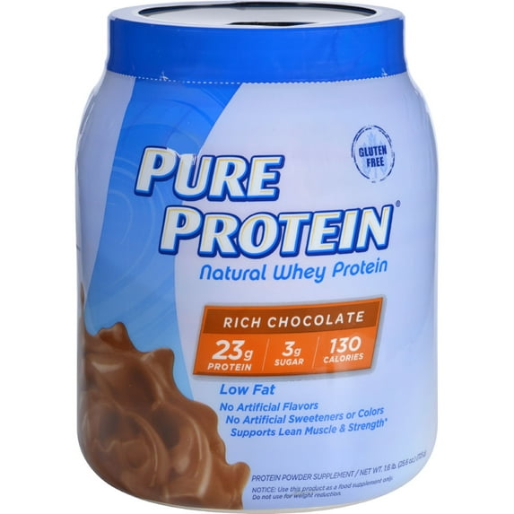 Pure Protein Natural Whey Protein Powder, Rich Chocolate, 23g Protein, 1.6 Lb