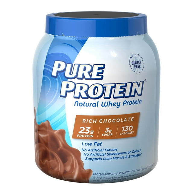 Pure Protein Natural Whey Protein Powder, Rich Chocolate, 23g Protein