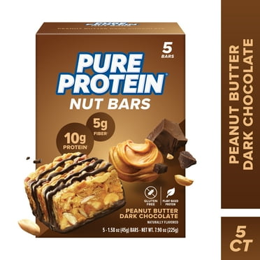 Pure Protein Nut Bars, High Protein, Peanut Butter Dark Chocolate, 5 Pack