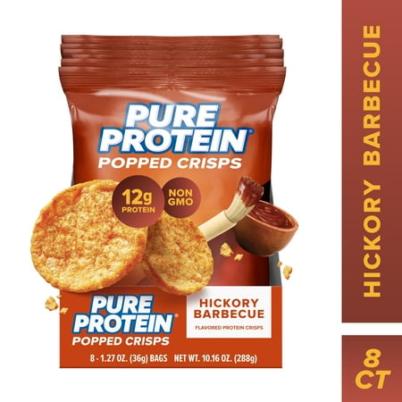 Pure Protein Popped Crisps, BBQ Flavor Chips, 8 Count