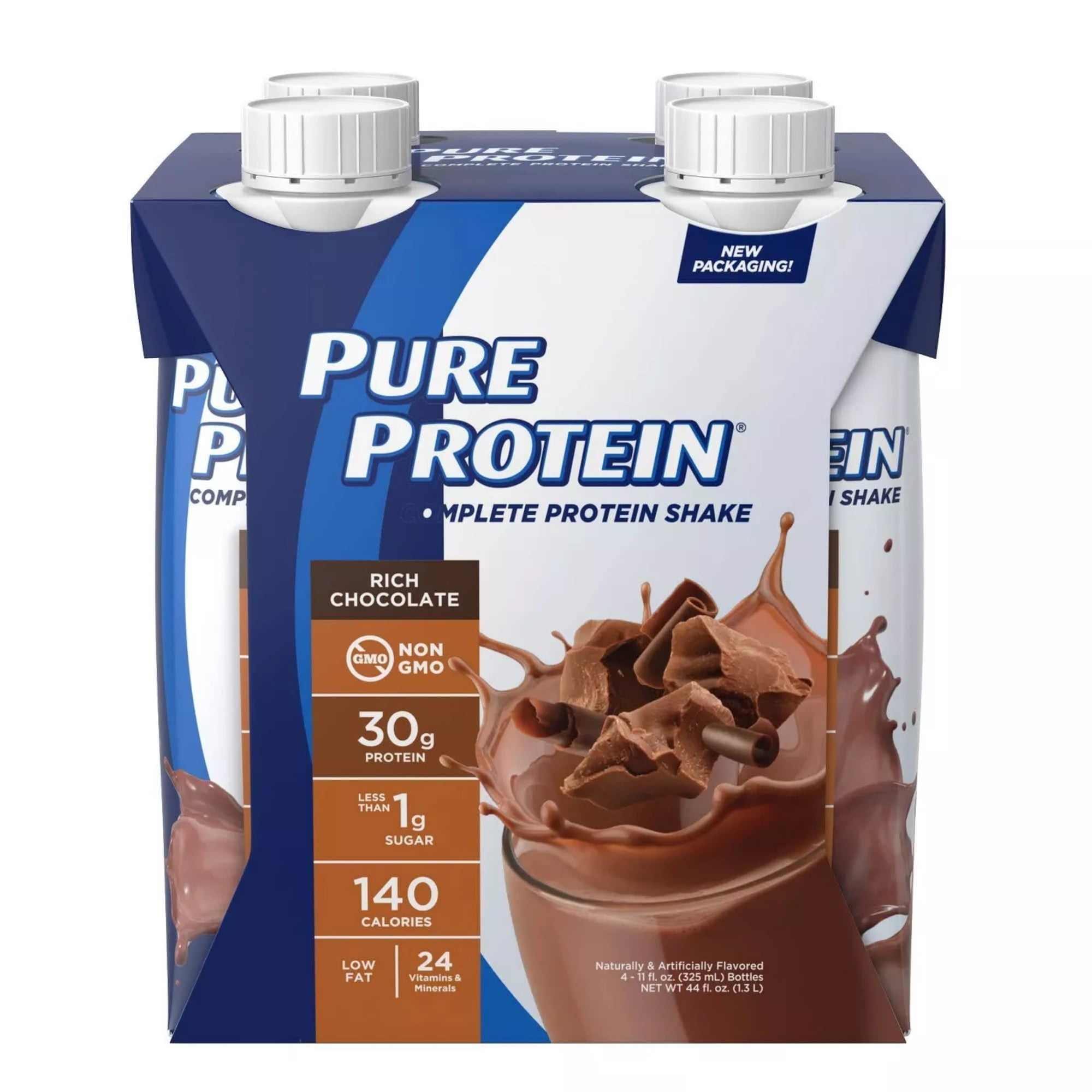 Pure Protein Shake, Rich Chocolate, 30g Protein, Gluten Free, 11 fl oz, 4 Ct