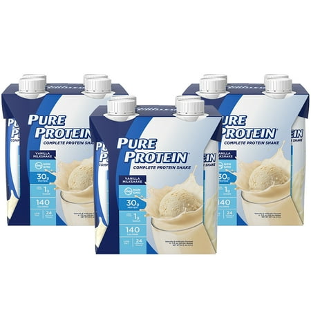 Pure Protein Shake, Vanilla Milkshake, 30g Protein, 11 fl oz, 12 Ct