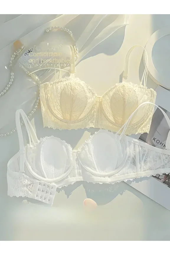 Pure Rabbit Ears Cup Push-up Underwear Thin Big Chest Small Chest Tight Anti-sag Lace Bra Cover