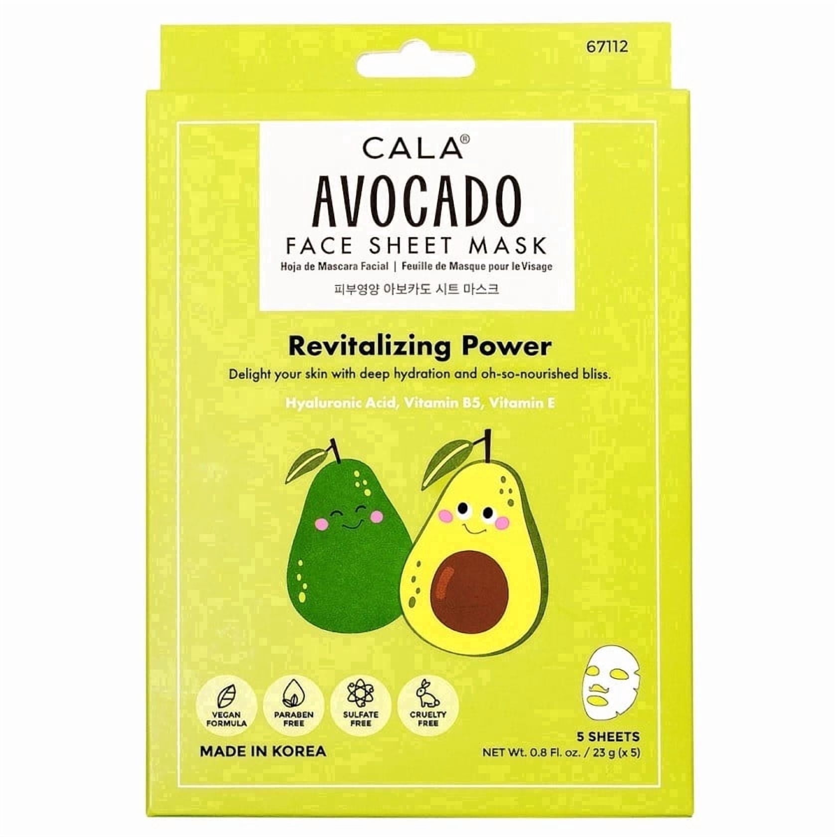 CALA, Avocado Face Sheet Mask, 5 Sheets, Revitalizing Power - Walmart.com