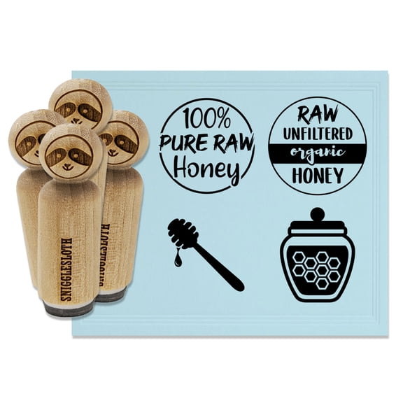 Pure Raw Organic Honey Label Dipper Jar Rubber Stamp Set for Scrapbooking Crafting Stamping - Small 3/4 Inch