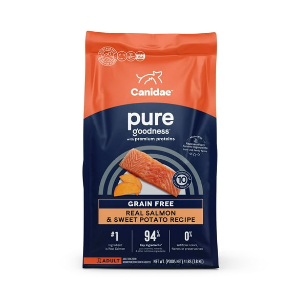 Pure Real Salmon & Sweet Potato Recipe Adult Dry Dog 4 Lb (Packaging May Vary)