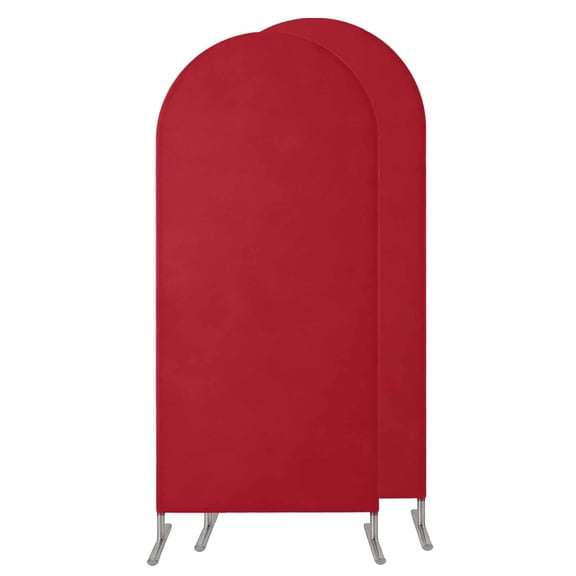 Pure Red Arch Backdrop Cover 4 FT, Spandex Wedding Arch Stand Covers Stretchy Backdrop, Simple Solid Color Round Top Party Arched Background for Birthday Event Baby Shower Decorations