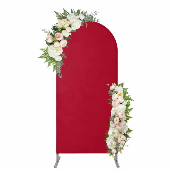 Pure Red Arch Backdrop Cover 4FT, Simple Solid Color Spandex Fitted Stretchy Arch Stand Covers, Round Top Chiara Backdrop Cover for Wedding Party Birthday Baby Shower