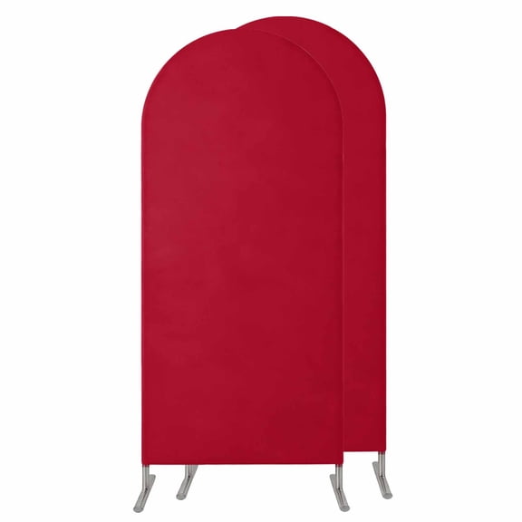 Pure Red Arch Backdrop Cover 5 FT, Spandex Wedding Arch Stand Covers Stretchy Backdrop, Simple Solid Color Round Top Party Arched Background for Birthday Event Baby Shower Decorations