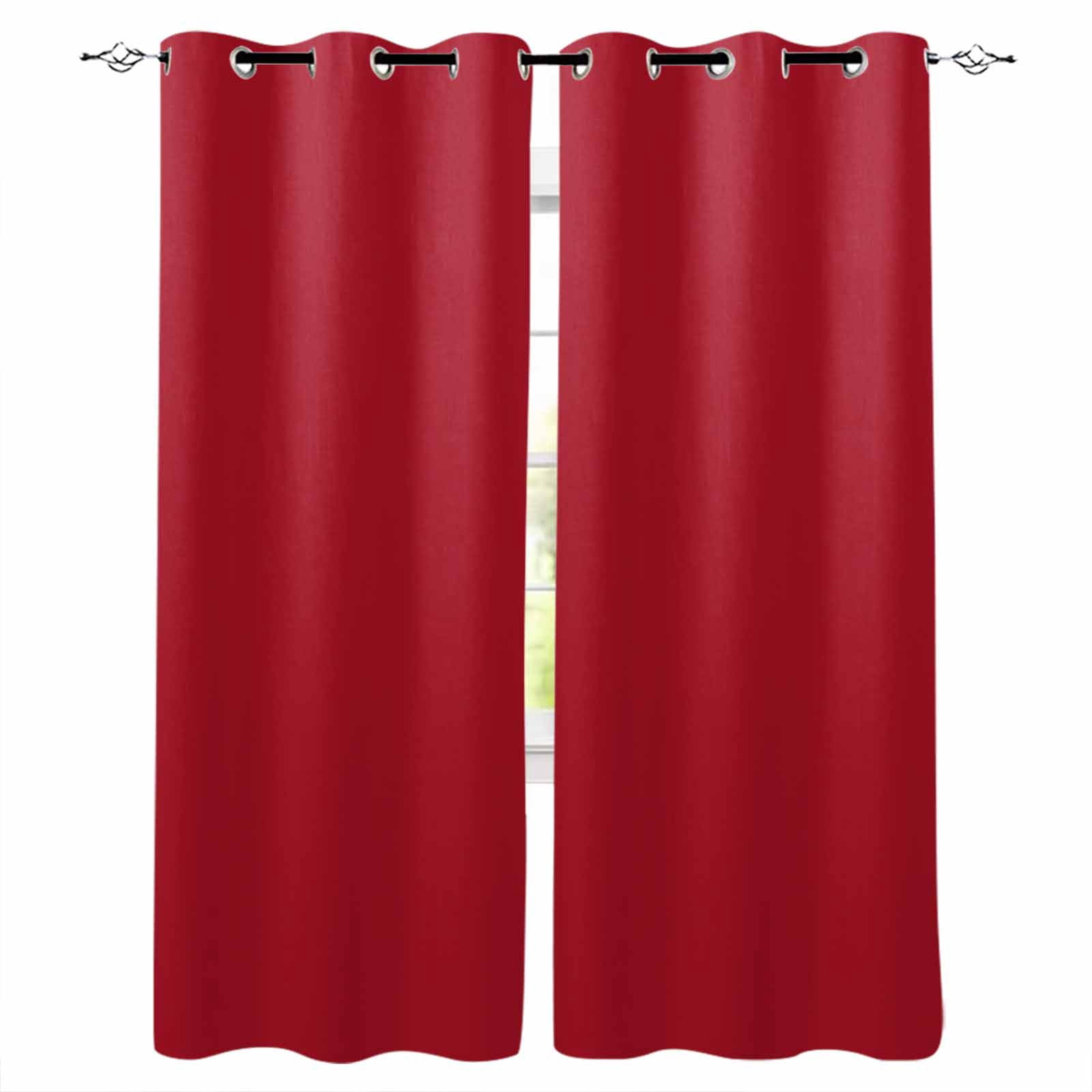 Pure Red Blackout Curtains for Bedroom/Living Room, Simple Solid Color ...