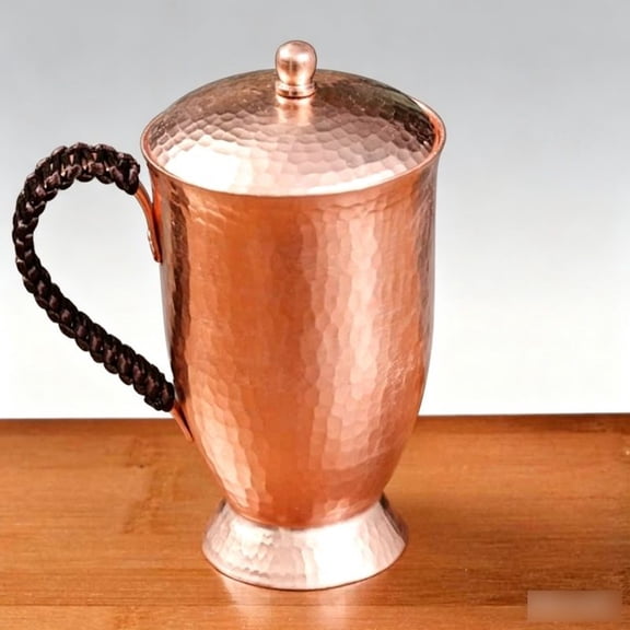 Pure Red Copper Cup Handmade Heavy Duty Outdoor Water Wine Coffee Tea Mug for Men Drinking Vessel