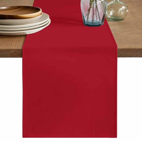 Pure Red Cotton Linen Table Runner for Dining Kitchen, Simple Solid Color Wedding Outdoor Party Tablerunners Decoration, Dresser Scarf Coffee Tablecloth Runners 13x70 Inches