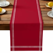 Pure Red Cotton Linen Table Runner for Dining Kitchen, Simple Solid Color Wedding Outdoor Party Tablerunners Decoration, Dresser Scarf Coffee Tablecloth Runners 13x90 Inches