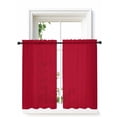 thumbnail image 1 of Pure Red Curtains 54 Inch Length, Sheer Curtains for Bedroom Living Room Window Simple Solid Color Rod Pocket Voile Drapes Kitchen Curtains Small Half Window 52"x54" 2 Panels, 1 of 7