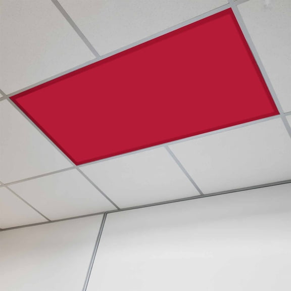 Pure Red Fluorescent Light Covers, Simple Solid Color Magnetic Light Covers for Ceiling Lights, Fluorescent Ceiling Shade Filters for Classroom Bedroom Office 4x2Ft x 1PCS