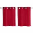 thumbnail image 1 of Pure Red Kitchen Curtains Small Short 39 Inch Length, Simple Solid Color Grommet Top Bedroom Living Room Curtains, Light Filtering Cafe Curtain Drapes 2 Panels Set 55''x39'', 1 of 9