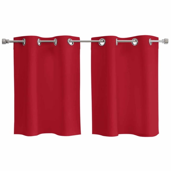 Pure Red Kitchen Curtains Window Panels, Simple Solid Color Insulated Window Treatment Curtain, Grommet Curtains for Bedroom/Living Room/Bathroom, 2 Piece 27.5"Wx39"L