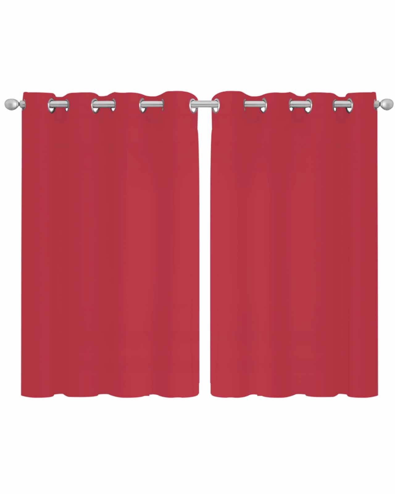 Pure Red Sheer Curtains 39 Inch Length 2 Panels Set for Living Room ...