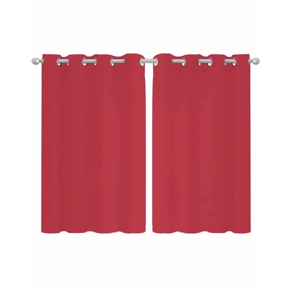 Pure Red Sheer Curtains 39 Inch Length 2 Panels Set for Living Room/Bedroom, Simple Solid Color Kitchen Curtains with Grommet Semi-Sheer Curtains Drapes Voile Window Treatments 27.5"x39"x2