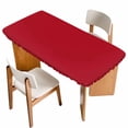thumbnail image 1 of Pure Red Table Cloths for 5 Foot Rectangle Tables, Simple Solid Color Patio Waterproof Elastic Fitted Tablecloths, Washable Rectangular Table Cover for Camping, 1 of 8