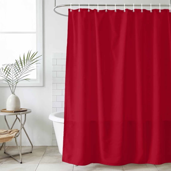Pure Red Waterproof Shower Curtain, 48"x72" Washable Polyester Fabric Shower Curtains for Bathroom, Simple Solid Color Decorative Bathtub Curtain Sets with Hooks