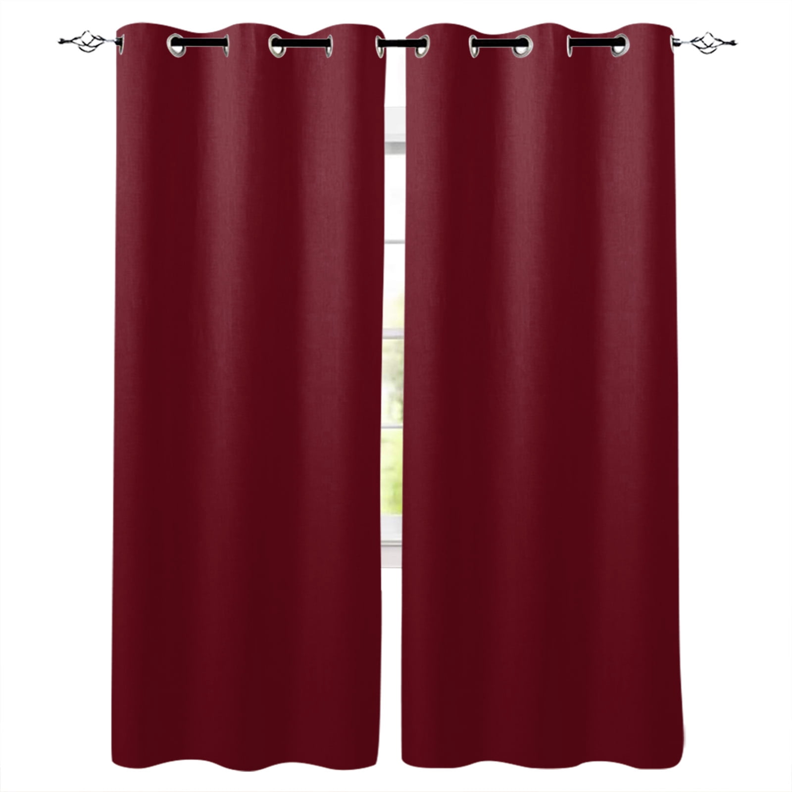 Pure Red Wine Blackout Curtains 63 Inches Long, Thermal Insualted ...