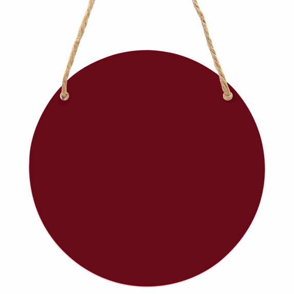 Pure Red Wine Round Front Door Welcome Sign, 5.9 Inch Wall Hanging Decor for Indoor Outdoor, Simple Solid Color Home Porch Hanger Decorations for Holiday Gift