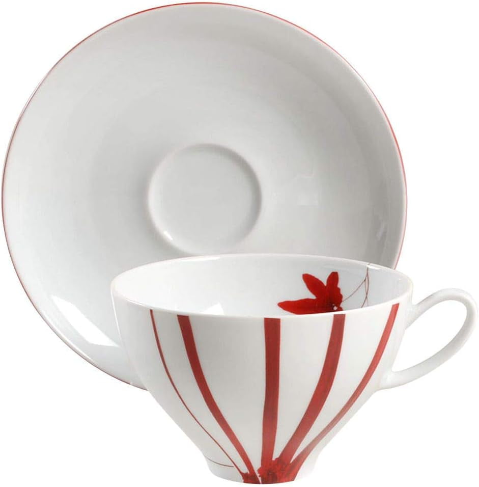 Pure Red fine china coffee cup and saucer