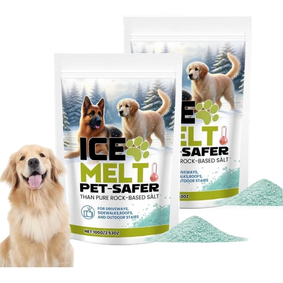 Pure Rock-Based Pet-Safe Ice Melt, Fast-Acting Snow Melting Agent for Porches & Outdoor Stairs (2 Pack)