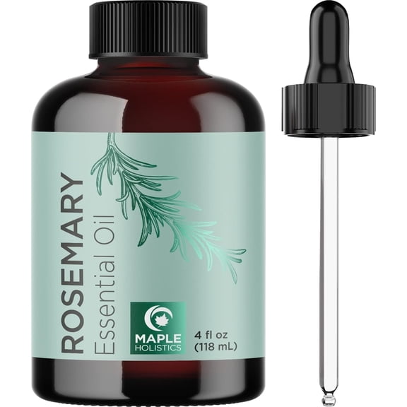 Pure Rosemary Essential Oil with Dropper - Undiluted Rosemary Oil for Hair Skin and Nails and Refreshing Aromatherapy Oil for Diffusers - Rosemary Essential Oil for Cleansing Dry Scalp Care 4oz